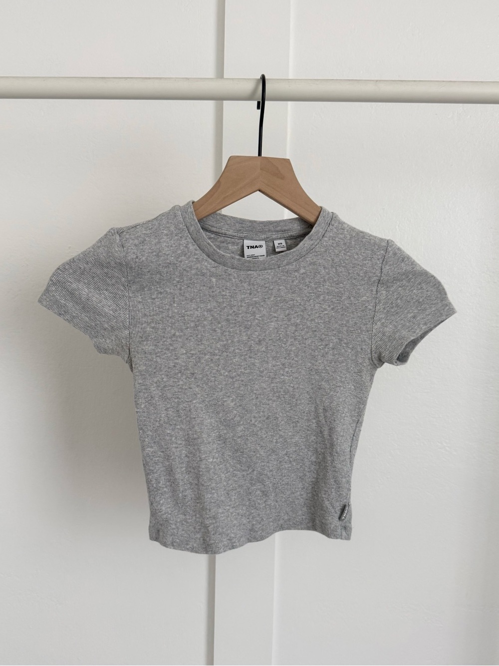 Aritzia Tna Little Ribbed Grey Tee
